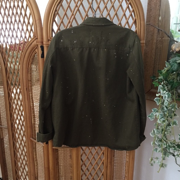 Zara Olive Green Paint Splatter Over Shirt - Picture 7 of 8
